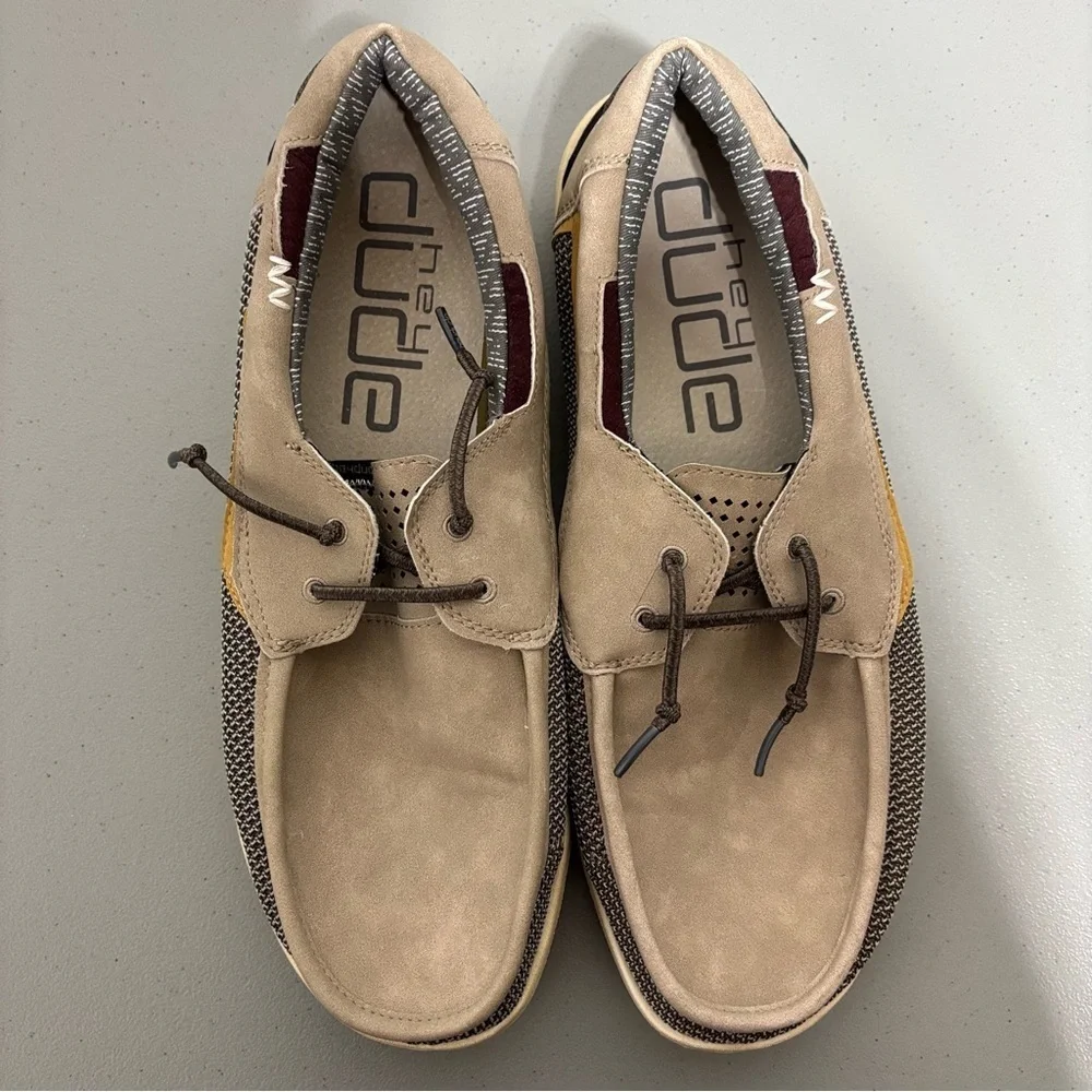 Hey Dude Welsh Grip Sand Men's Slip On Boat Shoes Loafers Size 13 Neutral